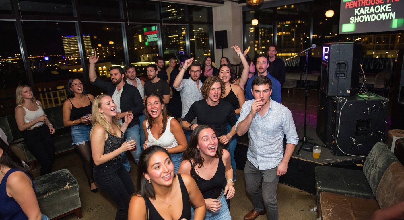 Penthouse Rooftop Karaoke Showdown