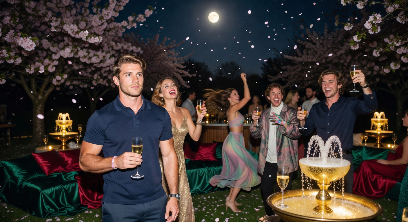Champagne & Cherry Blossoms Midnight Garden